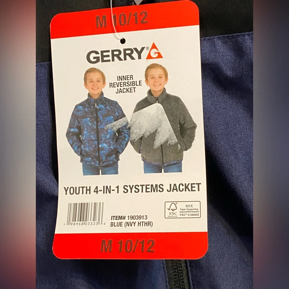 Gerry Kids Black and Blue Puffer Jacket 4 in 1 coat with hat - Picture 2 of 6